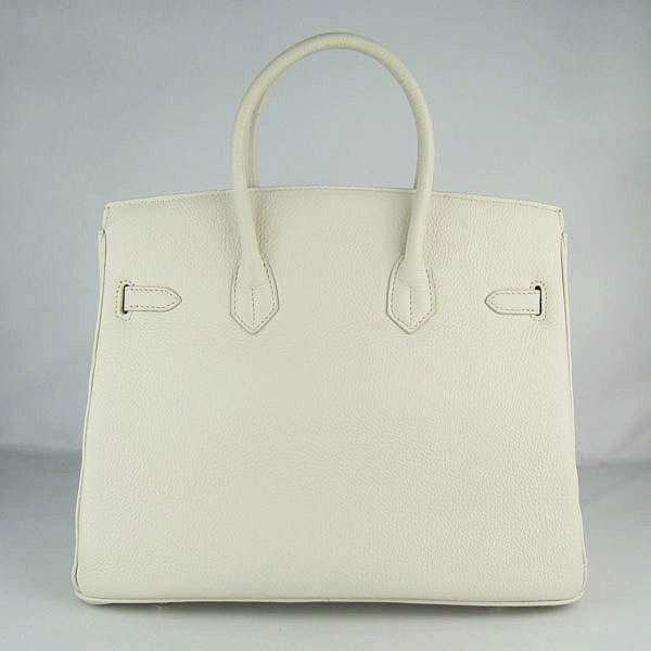 High Quality Fake Hermes 35CM Embossed Veins Leather Bag Gream 6089